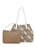 GUESS Vikky Tote, Bag Women, Logotipo de café con Leche/Blanco, One Size