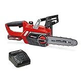 Einhell GE-LC 18/25 Li Kit - Motosierra a batería Power X-Change 18V (con batería de 3.0 Ah y cargador), velocidad de corte: 4.3 m/s, longitud de corte: 23 cm, cadena y espada Oregon, Color Rojo