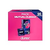Durex Mutual Clímax Preservativos con puntos y estrías para acelerar el orgasmo de ella y efecto retardante para él, 96 condones