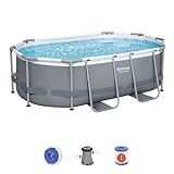 BESTWAY 5614A - Piscina Desmontable Tubular Power Steel Oval 305x200x84 cm con Depuradora Cartucho 1.249 L/H, Multicolor