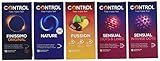 Control Pleasure Mix Pack Ahorro de Preservativos, Tipos: Nature, Finissimo, Fussion (Sabores), Sensual Dots and Lines y Sensual Intense Dots, 48 Preservativos, Pack de 5 Cajas