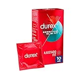 Durex Preservativos Sensitivo Slim Fit, Fino para Mayor Sensibilidad, 10 condones Talla Pequeña, Caucho