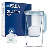 BRITA Jarra de cristal azul (2,5L) incl. 3x filtro MAXTRA PRO All-in-1 Jarra de cristal de diseño premium con tapa abatible de fácil llenado e indicador, que reduce la cal, el cloro y las impurezas