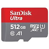 SanDisk 512GB Ultra, Tarjeta de memoria microSDXC, hasta 150 MB/s + adaptador SD, con Clase A1 de rendimiento de las aplicaciones, UHS-I Class 10 U1