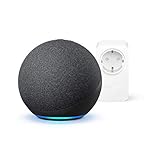 Echo (4.ª generación), Sonido de alta calidad, Antracita + Amazon Smart Plug (enchufe inteligente WiFi), compatible con Alexa - Kit de inicio de Hogar digital