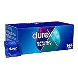 Durex Preservativos Natural Slim Fit, para Confort y Seguridad, 144 condones talla pequeña