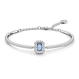 Swarovski Brazalete Millenia para Mujer, con Circonita Azul de Talla Octogonal, Cristales Blancos, en Baño de Rodio, Colección Swarovski Millenia