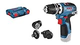 Bosch Professional 12V System GSR 12V-35 FC - Atornillador a batería (Brushless, 35 Nm, 4 cabezales FlexiClick, sin batería, en L-BOXX)