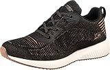 Skechers Bobs Squad Glam League, Zapatillas Mujer, Black Engineered Knit Rose Gold Trim, 37 EU