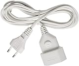 Brennenstuhl cable alargador de plástico (cable alargador para uso en interiores, cable de 5m, con enchufe Euro y acoplamiento) blanco