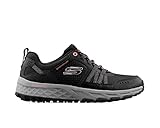 Skechers 180061 BKHP, Trekking Corte Bajo Mujer, Malla de Cuero Negro con Ribete Rosa Intenso, 40 EU