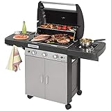 Campingaz 3 Series Classic LS Plus Barbacoa a Gas con 3 quemadores de acero inoxidable y un asador lateral, 9.6 kW, sistema de limpieza InstaClean