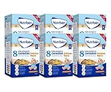 Nutribén Papilla 8 Cereales con Galletas María, Sin Aceite de Palma, Alimento para Bebés, desde los 6 Meses, Pack de 6 x 600g