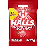 Halls - Caramelos Duros, Vita C, Sin Azúcar 4x32g, Fresa, 128 Gramo