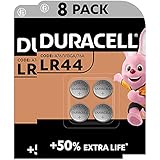 DURACELL LR44 (paquete de 8) pilas alcalinas especiales 1,5 V (A76) – +50 % EXTRA DURACIÓN – Para termómetros digitales, calculadoras, linternas, relojes de pulsera, paneles de sistemas de seguridad