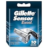 Gillette Sensor Excel Recambio De Máquinilla De Afeitar 10 Recambios, cuchillas de afeitar