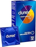 Durex Preservativos Natural XL, para Confort y Seguridad, 12 condones XL Extra Grandes