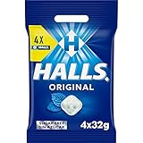 Halls Caramelos Duros Sabor Eucalipto, sin Azúcar, 4 x 32g