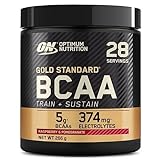 Optimum Nutrition Gold Standard BCAA Train + Sustain, Aminoácidos Polvo Pre Entrenamiento, Bebida Deportiva con Vitamina C, Zinc, Magnesio y Electrolitos, Sabor Frambuesa y Granada, 28 Por.