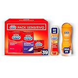 Durex Pack Preservativos Sensitivo Suave Contacto Total + Real Feel + Gel de Masaje Estimulate + Lubricante Sabor Fresa - 39 condones