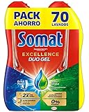 Somat Excellence Gel Anti-Grasa (70 lavados), detergente lavavajillas desengrasante, lavavajilla líquido automático en botella, jabón para platos con desengrasantes activos