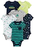 Simple Joys by Carter's Short Sleeve Bodysuit Body, Multicolor/Coches/Dinosaurio/Rayas, 24 Meses (Pack de 6) para Bebés