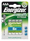 Energizer - Recargables, Pack de 4 pilas AAA 800 mAh, precargada, para dispositivos uso frecuente y cientos de recargas