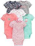 Simple Joys by Carter's 6-Pack Short-Sleeve Bodysuit Body, Multicolor/Búho/Floral/Rayas, 18 Meses (Pack de 6) Bebé Niñas