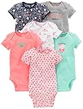 Simple Joys by Carter's 6-Pack Short-Sleeve Bodysuit Body, Multicolor/Búho/Floral/Rayas, 18 Meses (Pack de 6) Bebé Niñas